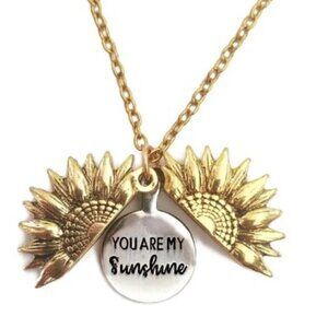 YOU ARE MY SUNSHINE NECKLACE -SUNFLOWER NECKLACE LOCKET HIDDEN MESSAGE